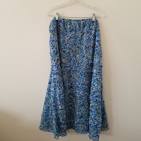 R Q T Abstract Floral Long Skirt Elastic Waistband Size 18 Plus Size - Picture 11 of 11